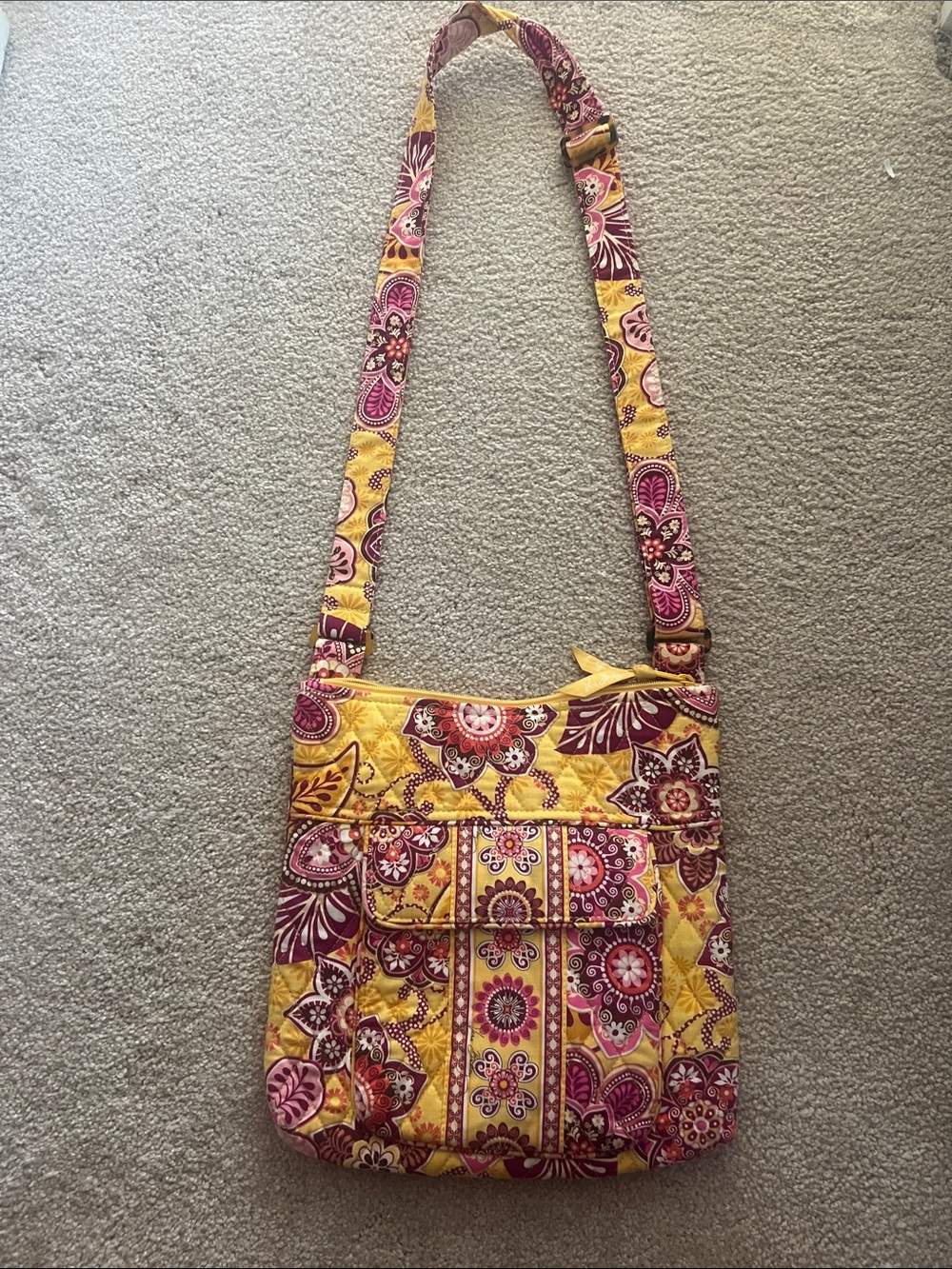 Quilted Crossbody Bag in Yellow Floral Print tortie extender